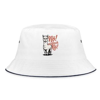 Nö einfach Nö Shirt mit Lama - Geschenk Lama Fans - Bucket Hat - Weiß/Navy - Vorne