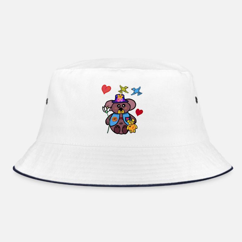 Teddy Bear Blossoms Garden Bear Birds Bucket Hat