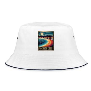 Nice Vintage – French Riviera – Retro Beach Poster - Bucket Hat - white/navy - Front