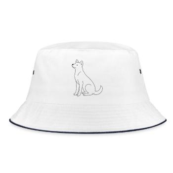 Art de ligne de chien Design minimaliste d’animaux de compagnie - Bob - blanc/marine - Devant