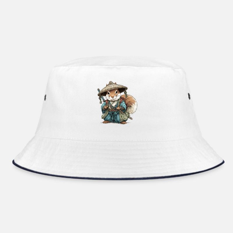 Eichhörnchen-Samurai im blauen Kimono Bucket Hat