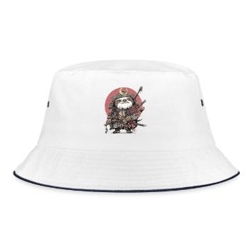 Sloth Samurai Armor - Bucket Hat - white/navy - Front