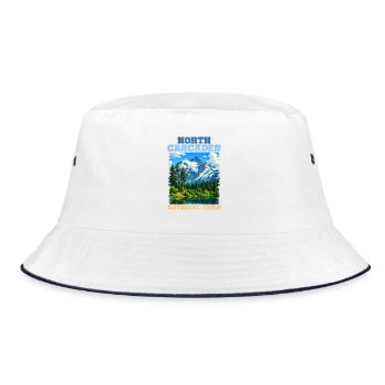 North Cascades National Park Panorama - Bucket Hat - white/navy - Front