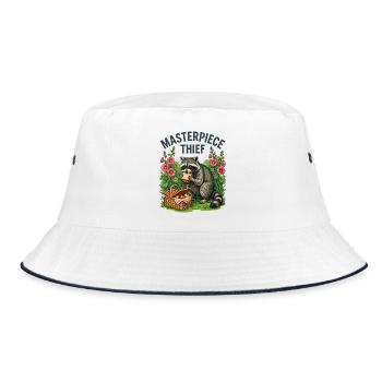 Raccoon Picnic Thief - Bucket Hat - white/navy - Front