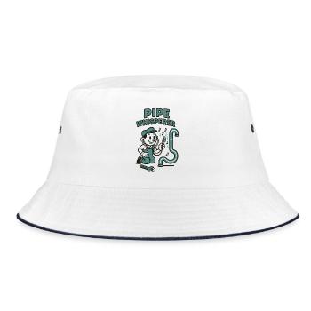 Pipe Whisperer | Plumber Pipe Humor - Bucket Hat - white/navy - Front