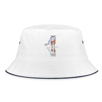 Water Reflection Raccoon – Play of Colors - Bucket Hat - white/navy - Front