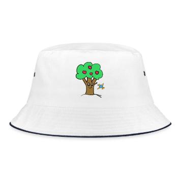 Apple Tree Tree Nature Bird - Bucket Hat - white/navy - Front