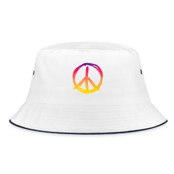 Peacezeichen in Regenbogenfarben Vintage Design - Bucket Hat - Weiß/Navy - Vorne