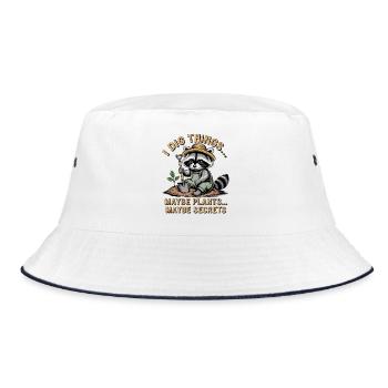 Raccoon Gardener: Digging for Secrets - Bucket Hat - white/navy - Front