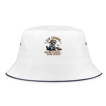 Raccoon Gardener: Digging Secrets - Bucket Hat - white/navy - Front