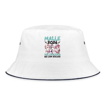 Malle 2026 Wir Eskalieren Einhorn Party Urlaub - Bucket Hat - Weiß/Navy - Vorne