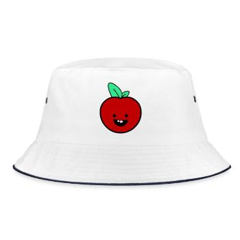 Fröhlicher Apfel  - Bucket Hat - Weiß/Navy - Vorne