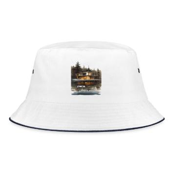 Verloren im Comfort Lakehouse - Bucket Hat - Weiß/Navy - Vorne