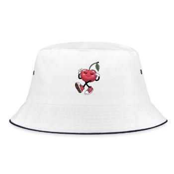 Tanzende Kirsche Mit Turnschuhen Fröhlich - Bucket Hat - Weiß/Navy - Vorne
