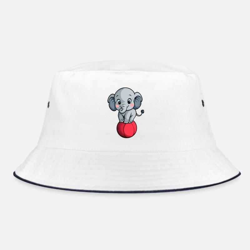 Balancierender Elefant auf rotem Ball Bucket Hat
