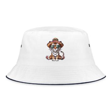 Tiger Comic Funny Sombrero - Bucket Hat - white/navy - Front