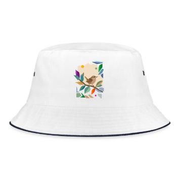 Zaunkönig Singvogel Garten Vogel Design - Bucket Hat - Weiß/Navy - Vorne
