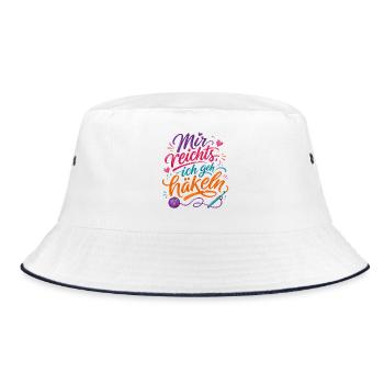I've had enough, I'm going crocheting. Saying Wool - Bucket Hat - white/navy - Front