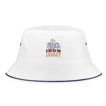 Vintage Gym Bodybuilding Eagle Retro Strength Fitness - Bucket Hat - white/navy - Front