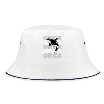 Orca Killer Whale Ocean Sea Marine Life Orca - Bucket Hat - white/navy - Front