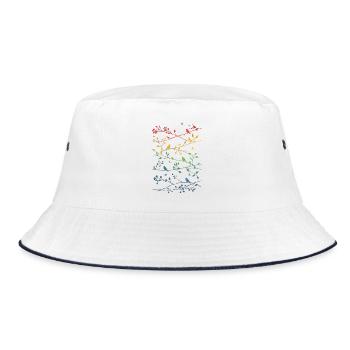 Regenbogenzweige und Vögel - Bucket Hat - Weiß/Navy - Vorne