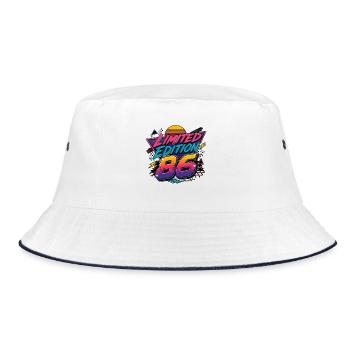 Limited Edition 86 Neon Retro 40th Birthday - Bucket Hat - white/navy - Front