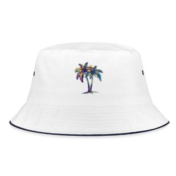 Rainbow Palm Trees Tropical Dream - Bucket Hat - white/navy - Front