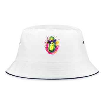 Coole Gurke mit Sonnenbrille - Bucket Hat - Weiß/Navy - Vorne