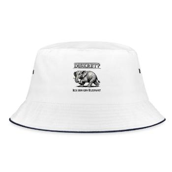 Diskret? Ich bin ein Elefant Humor Spruch - Bucket Hat - Weiß/Navy - Vorne