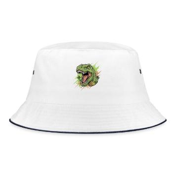 Angry T Rex with a splash of color - Bucket Hat - white/navy - Front