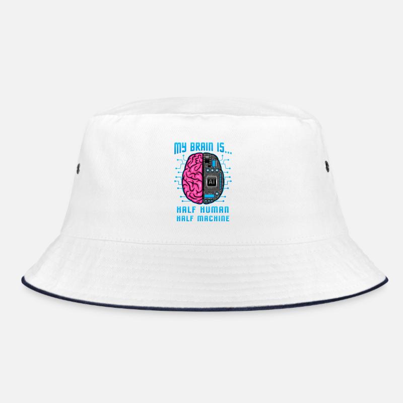 Half Human Half Machine Brain AI Graphic Bucket Hat