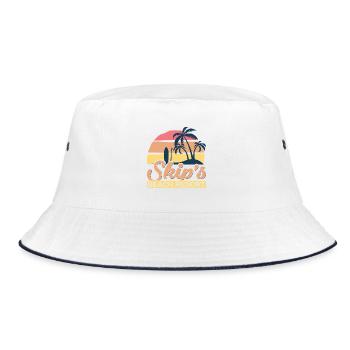 Skip's Beach Resort tropischer Sommerurlaub - Bucket Hat - Weiß/Navy - Vorne