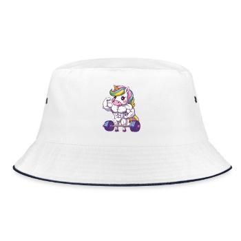 Starkes Einhorn Gym-Design Fitness fitty - Bucket Hat - Weiß/Navy - Vorne