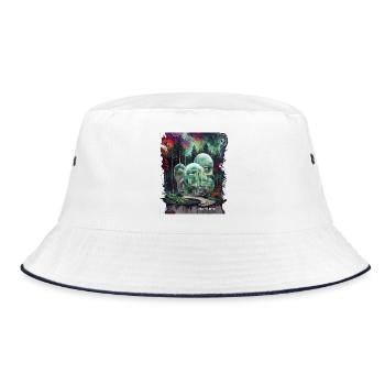 LIVING IN A BUBBLE - Surreal Cosmic Architecture - Bucket Hat - white/navy - Front
