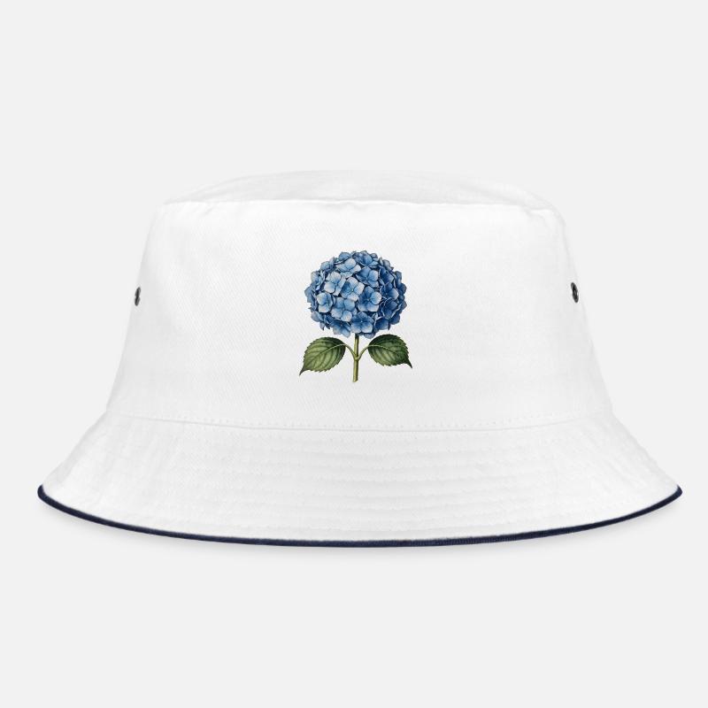 Illustration engraving of a blue hydrangea Bucket Hat