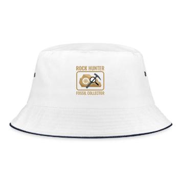 Rock Hunter, Fossiliensammler, Geologe, Wissenschaft - Bucket Hat - Weiß/Navy - Vorne