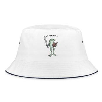 Dawn Ranger Frosch: Schwert und Buch - Bucket Hat - Weiß/Navy - Vorne