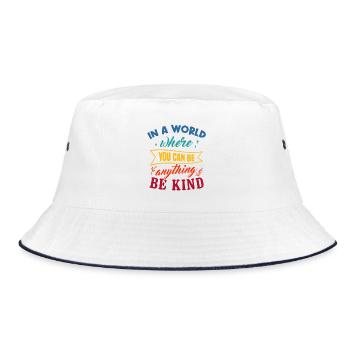 In A World Where You Can Be Anything Be Kind Art - Bucket Hat - Weiß/Navy - Vorne