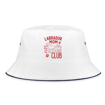 Labrador Mom Club Hundemama Shirt - Bucket Hat - Weiß/Navy - Vorne