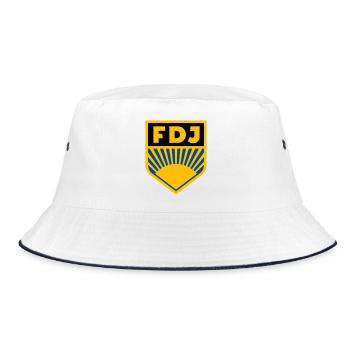 FDJ - Freie Deutsche Jugend Logo (dreifarbig) - Bucket Hat - Weiß/Navy - Vorne