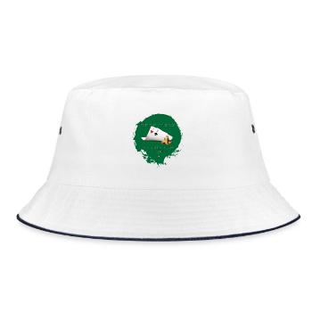 Two playing cards and three balls triple barrel - Bucket Hat - white/navy - Front