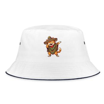Poncho Cinco de Mayo funny Mexican Cat Dab - Bob - blanc/marine - Devant