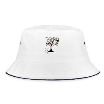 Cute Mouse Apples Apple Tree Child - Bucket Hat - white/navy - Front