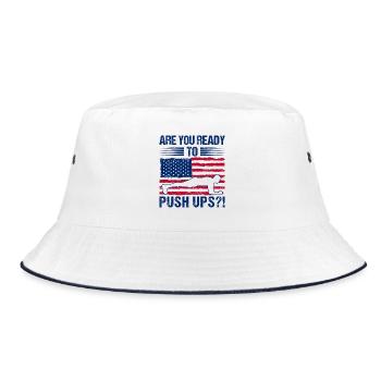 Fitness Fanatics Ready To Push Ups Calisthenics - Bucket Hat - white/navy - Front