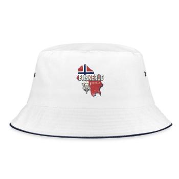 Buskerud in Norwegen Retro Provinz Landkarte - Bucket Hat - Weiß/Navy - Vorne