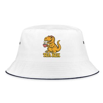 Tea Rex: Dinosaur Tea Time - Bucket Hat - white/navy - Front