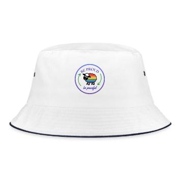 Pride Rainbow Sheep: Proud and Peaceful - Bucket Hat - white/navy - Front