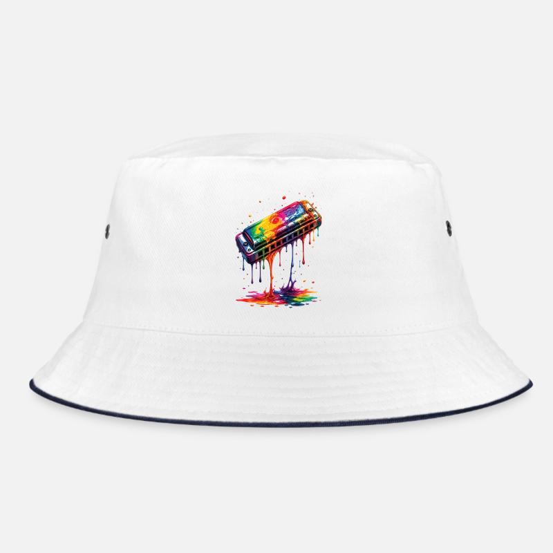 Harmonica with dripping paint Bucket Hat