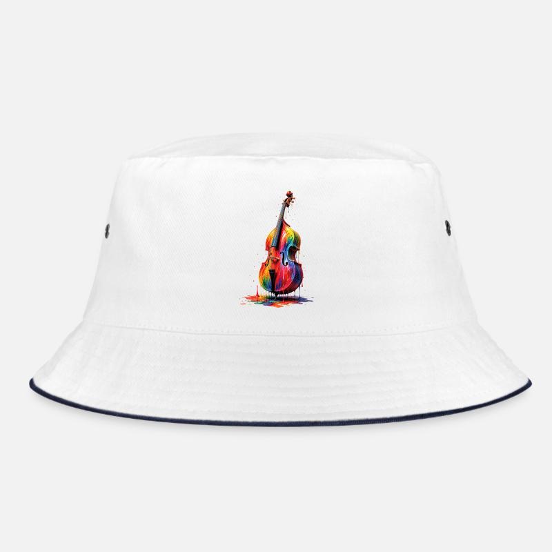 Double bass with dripping paint Bucket Hat