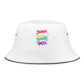 80s Boombox Neon Graffiti - Bucket Hat - white/navy - Front
